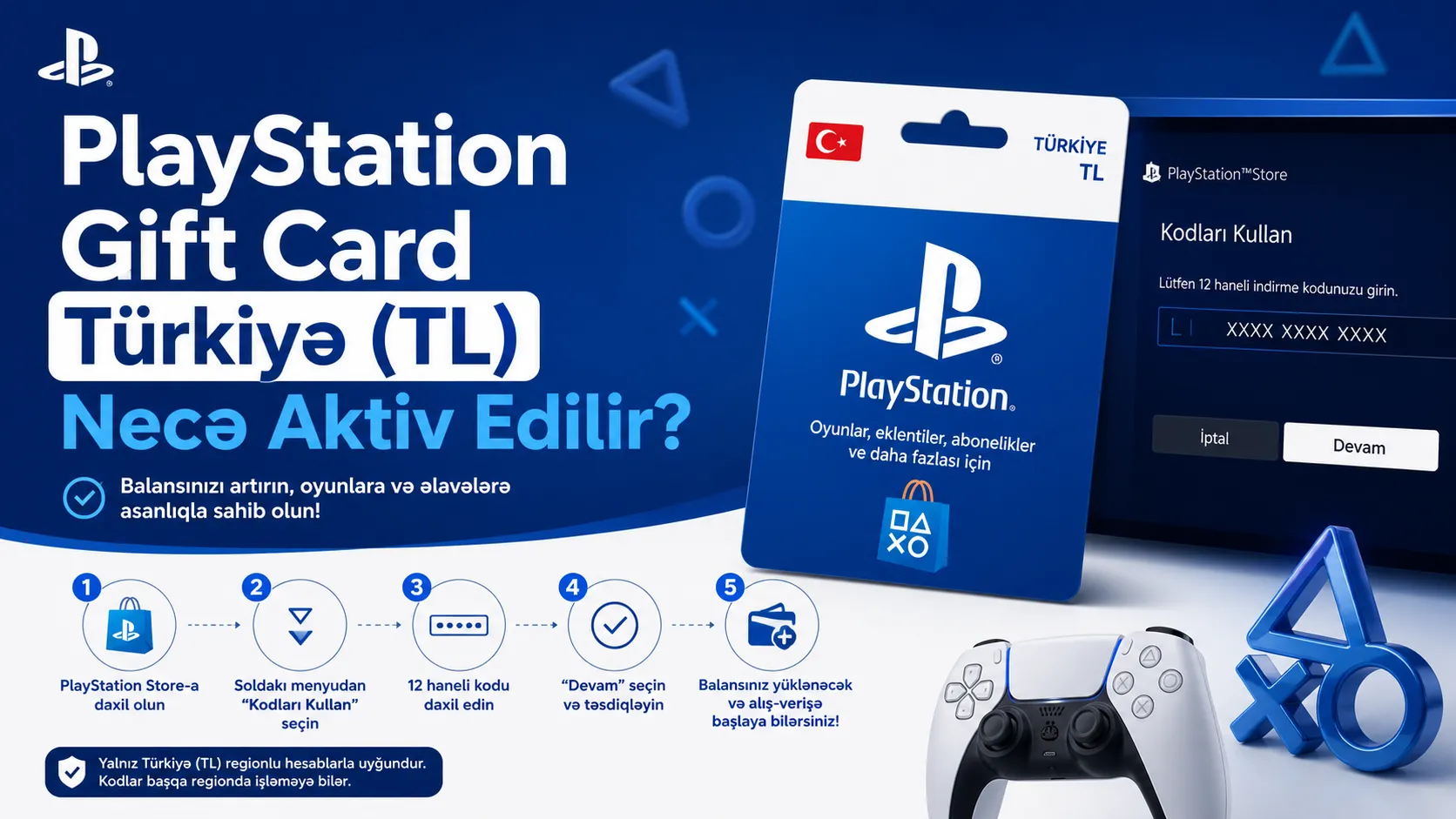 PlayStation Gift Card Türkiyə (TL) Necə Aktiv Edilir? PS Plus, Balans və Gift Code